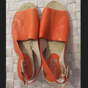 Like new michael kors orange slingback hemp flats